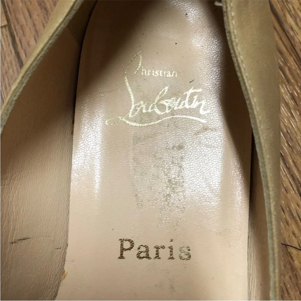 Christian Louboutin Beige Peep-Toe Heels - Picture 3 of 10